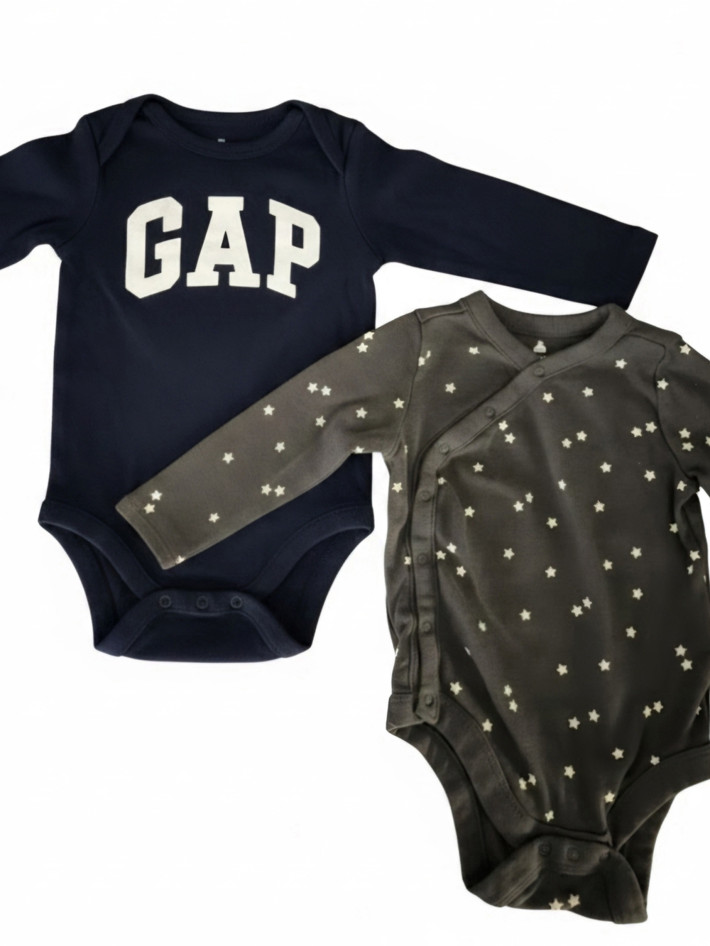 Baby GAP Navy & Star Crossover Long-Sleeve Baby Onesies Bundle 6-12 Months